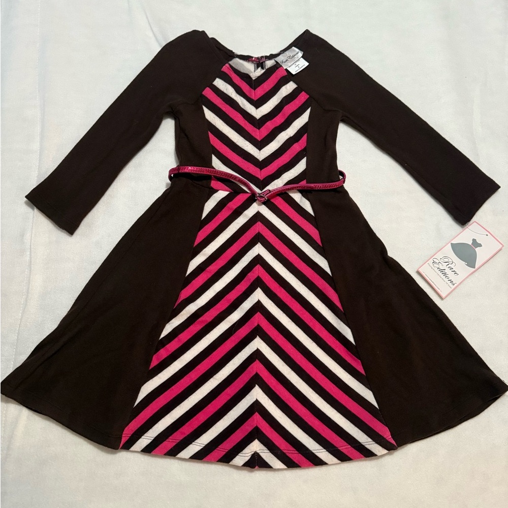 Brown/Pink Sweater Dress w/Belt
